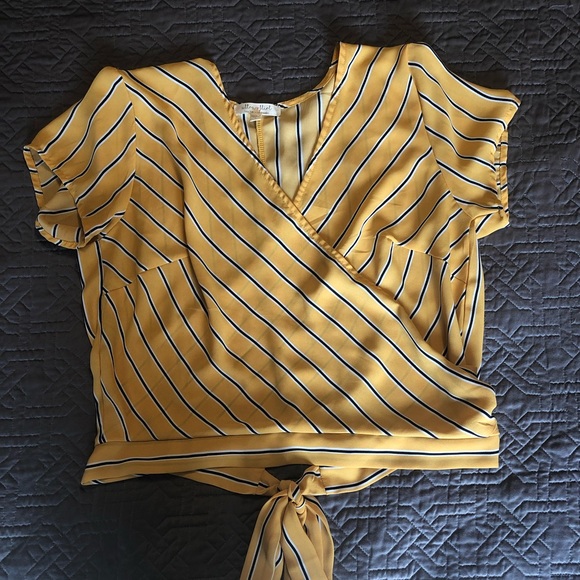 Macy's Tops - Yellow Crop Wrap Top